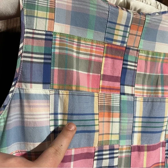L.L.Bean Vintage Pastel Patchwork Plaid Girlhoodcore Shift Dress Sz 8 Petite - Picture 10 of 12